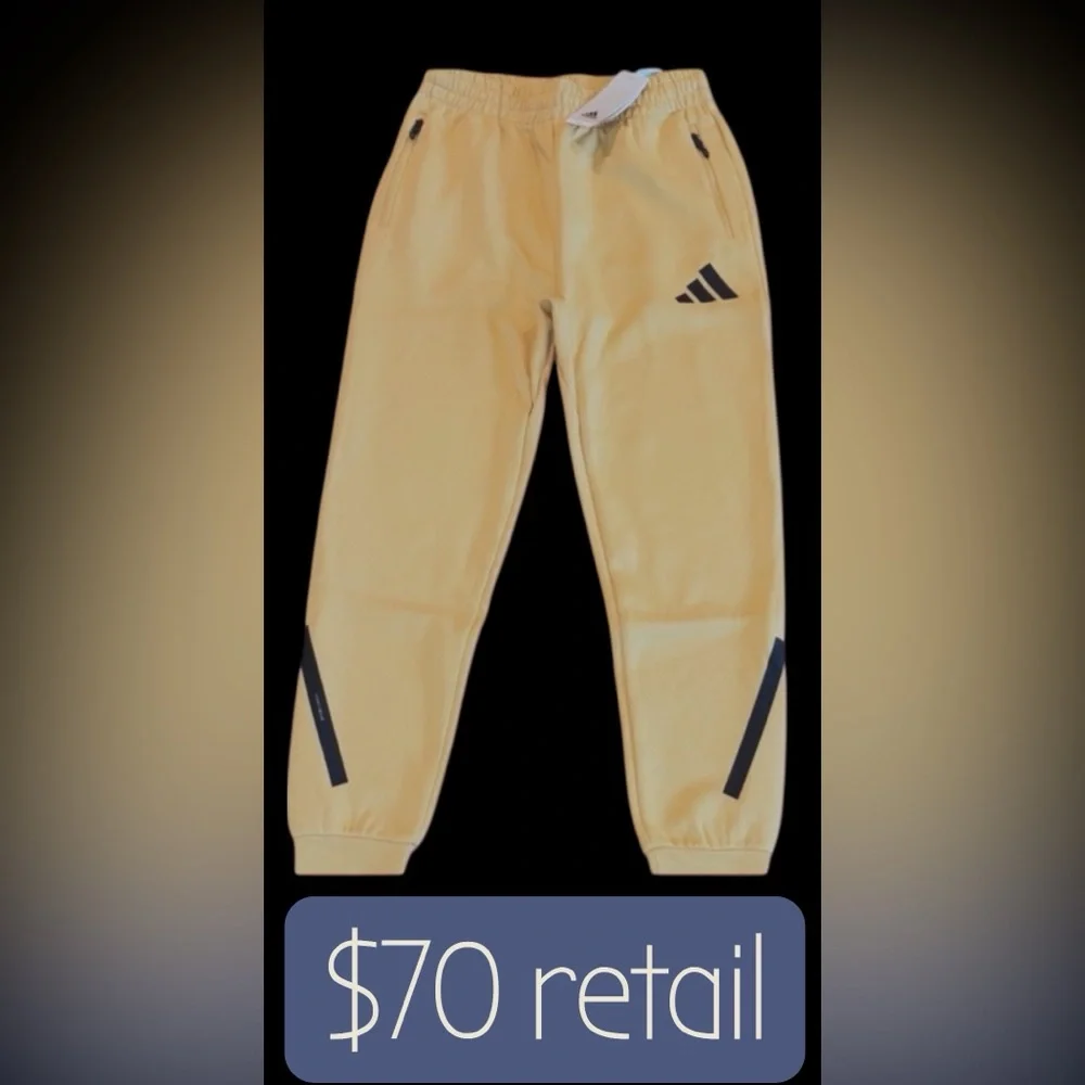 Adidas ZNE boys size XL cream black Sweatpants Prime knit zip jogger Pockets $70
